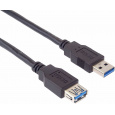 Kabel USB 3.0 A-A 0,5 m A(M)- A(F) prodlužovací, černý