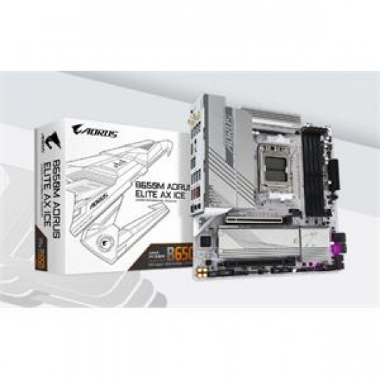 GIGABYTE MB Sc AM5 B650M AORUS ELITE AX ICE, AMD B650, 4xDDR5, 1xDP, 1xHDMI, WI-FI, mATX