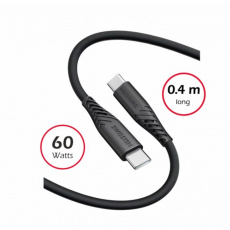 SWISSTEN DATOVÝ KABEL SOFT SILICONE USB-C / USB-C 0,4 M ČERNÝ