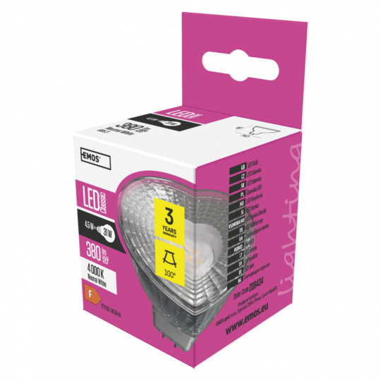 EMOS LED CLS MR16 4,5W(31W) 380lm GU5.3 NW