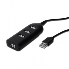 Digitus USB 2.0 hub, 4-porty, černý bez napájecího zdroje