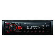 Pioneer MVH-230 autorádio s USB a Bluetooth s integrovaným mikrofonem červené