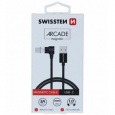 SWISSTEN MAGNETICKÝ TEXTILNÍ DATOVÝ KABEL ARCADE USB / USB-C 1,2 M ČERNÝ