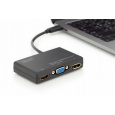 DIGITUS Převodník USB AV 4K Multiport 4v1 0,2 m, vstup: USB typ C, výstup: DP + HDMI + DVI + VGA