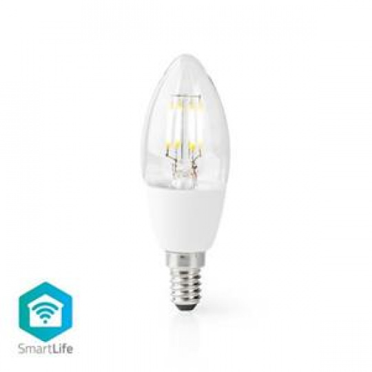 Nedis WIFILF10WTC37- Wi-Fi Chytrá LED Žárovka | E14 | Svíčka | 5 W | 400 lm | Teplá Bílá, G