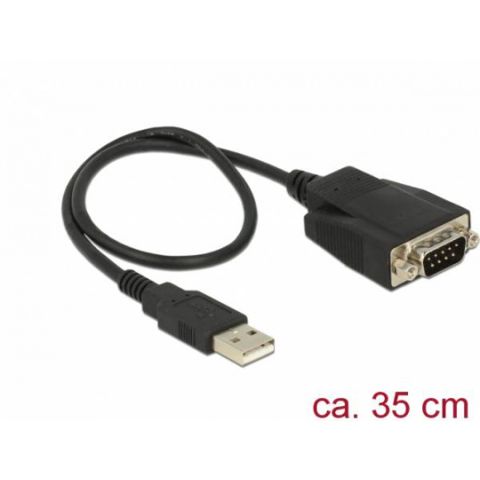 Delock Adaptér USB 2.0 Typ-A samec > 1 x Serial RS-232 DB9 samec se šrouby a maticemi ESD ochrana