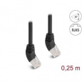 Delock Síťový kabel RJ45 Cat.6A S/FTP, zalomený nahoru o 45°, 0,25 m, černý