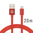 SWISSTEN DATA CABLE USB / USB-C TEXTILE 2,0M RED