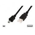 Digitus Připojovací kabel USB 2.0, typ A - mini B (5pin) M/M, 3,0 m, kompatibilní s USB 2.0, bl