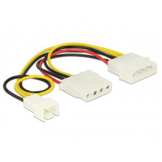 Delock Power Cable 4 pin male > 1 x 4 pin female + 1 x 3 pin male (fan) 14 cm