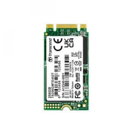 TRANSCEND MTE452T 256GB 3K P/E SSD disk M.2 2242, PCIe Gen3 x2 NVMe 1.3 (3D TLC), 1700MB/s R, 1250MB/s W