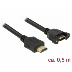 Delock Kabel HDMI-A samec > HDMI-A samice montážní panel 4K 30 Hz 0,5 m