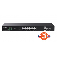 Tenda TEG1120P-16-250W PoE+ Gigabit switch 16x 1Gb/s PoE+ 802.3af/at + 2x SFP + 2x RJ45, 230W, Rack