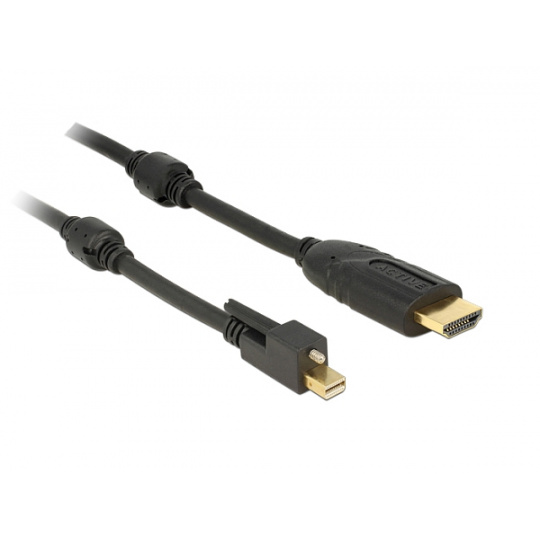 Delock Kabel mini Displayport 1.2 samec se šroubky > HDMI samec 4K aktivní černý 5 m