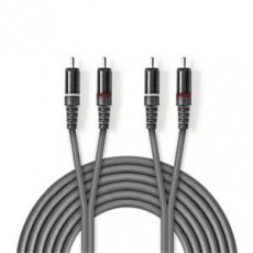 Nedis COTH24200GY15 - Stereofonní Audio Kabel | 2x RCA Zástrčka – 2x RCA Zástrčka | 1,5 m | Šedá barva