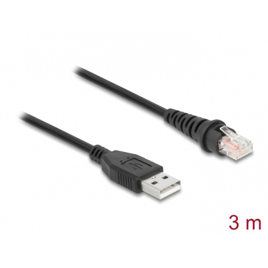 Delock Kabel z rozhraní RJ50 na USB 2.0 Typu-A ke čtečce čárových kódů, 3 m