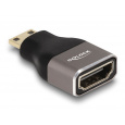 Delock Adaptér HDMI, ze Mini-C zástrčky na A zásuvku, 8K 60 Hz, šedá kovová