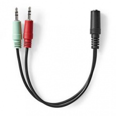 Nedis CAGB22160BK02- Stereo Audio Kabel | 3,5mm Zásuvka -2x 3,5mm Zástrčka | 0.12 m | Kulatý | Černá