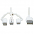 Tripplite Kabel USB-A/Light.+Micro-B+USB-C,Synch/Nabíjení,MFi,Samec/3xSamec,Safe-IT Antib,bílá,1.2m