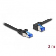 Delock Síťový kabel rozhraní RJ45 Cat.6A, S/FTP, přímý / levý pravoúhlý, 3 m, černý