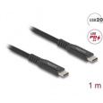 Delock USB 20 Gbps kabel USB Type-C™ samec na samec PD 3.0 100 W E-Marker 1 m černý kov