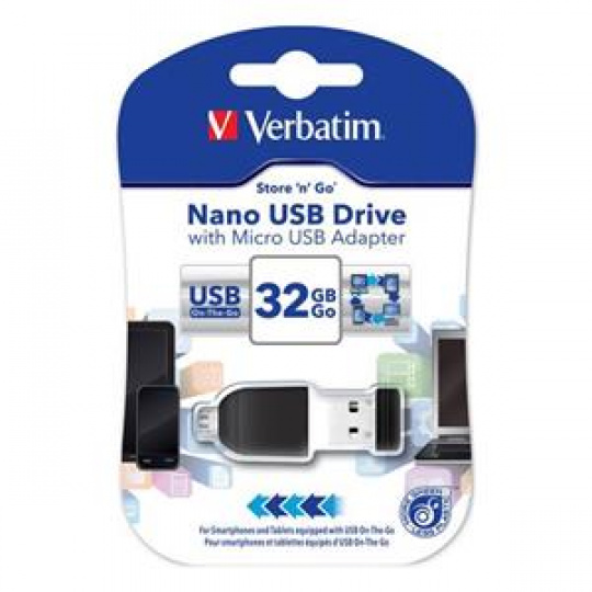 VERBATIM Store 'n' Stay NANO 32GB USB 2.0 + OTG adapter černá