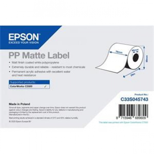 EPSON PP Matte Label - Continuous Roll: 76mm x 29m