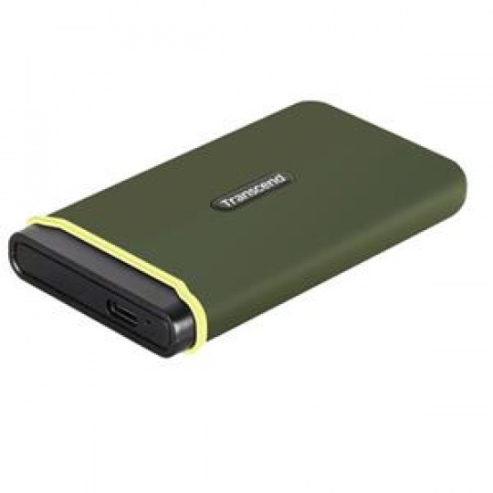 Transcend ESD380C 1TB USB 3.2 Gen 2x2 (USB-C) Externí Anti-Shock SSD disk (3D TLC), 2000MB/R, 2000MB/W, armádní zelená