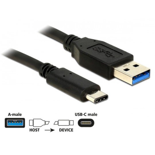 Delock Kabel SuperSpeed USB 10 Gbps (USB 3.1, Gen 2) Typ A samec > USB Type-C™ samec 1 m černý