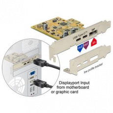 Delock PCI Express Karta > 1 x externí USB Type-C™ 3.1 samice + 1 x externí USB Type-C™ 3.1 (DP Alt Mód) samice