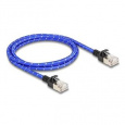 Delock Síťový kabel RJ45 s opleteným pláštěm, Cat. 6A, U/FTP Slim, 1 m, modrý