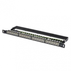 Digitus CAT 6 Patch Panel, stíněný, 24 portů RJ45 s uzávěrem, 8P8C, LSA, 0,5U, 19 "montáž do stojanu, bl