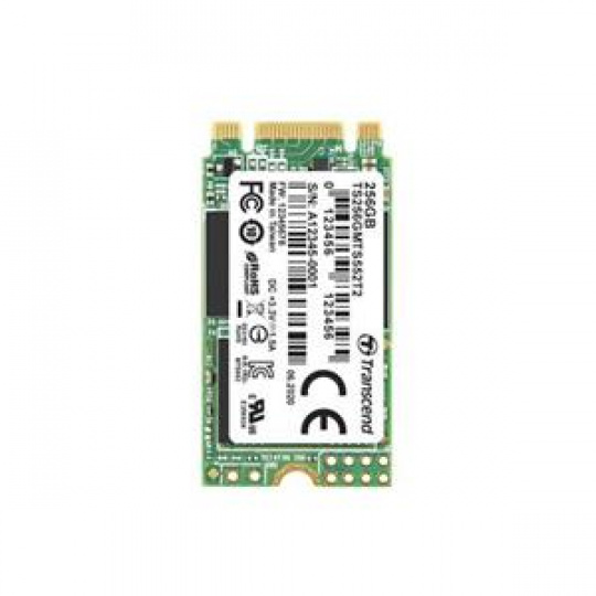 TRANSCEND MTS552T2 256GB Industrial 3K P/E SSD disk M.2, 2242 SATA III 6Gb/s (3D TLC), 560MB/s R, 410MB/s W