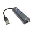 PremiumCord Adapter USB3.0 - RJ45 + 3x USB 3.0