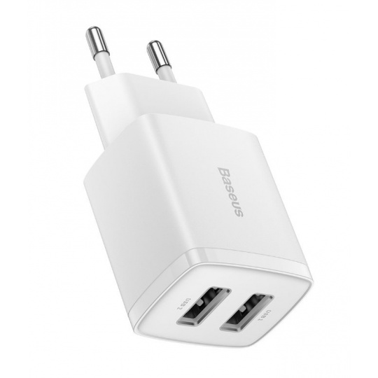 Baseus nabíječka do sítě Compact 2xUSB 10,5W bílá