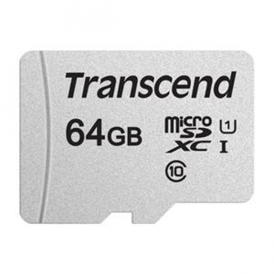 Transcend 64GB microSDXC 300S UHS-I U1 (Class 10) paměťová karta (bez adaptéru)