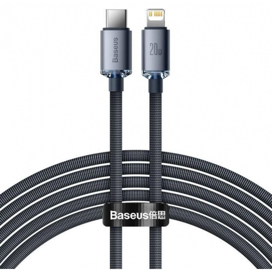 Baseus datový kabel Crystal Shine USB-C/Lightning 2m 20W černý