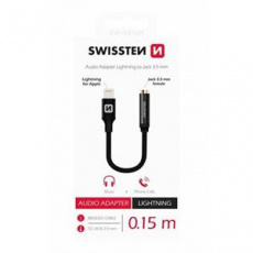 SWISSTEN AUDIO ADAPTÉR TEXTILE LIGHTNING /JACK(samice) 0,15 M ČERNÝ