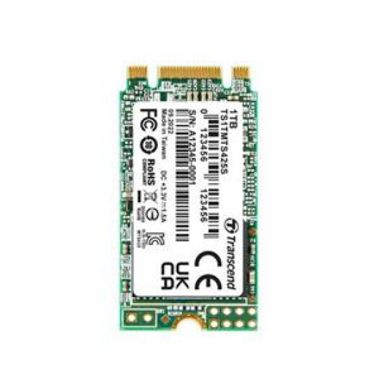 TRANSCEND MTS425S 1TB SSD disk M.2 2242, SATA III 6Gb/s (3D TLC), 550MB/s R, 500MB/s W