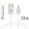 SWISSTEN DATA CABLE USB / LIGHTNING MFi TEXTILE 2,0M SILVER