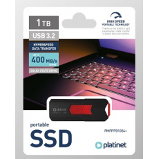 PLATINET přenosný SSD disk  USB 3.2 R/W UP TO 400MB/s 1TB černá