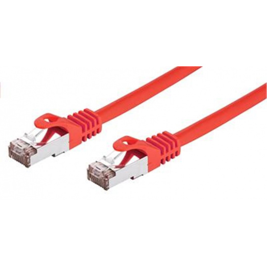 Kabel C-TECH patchcord Cat6, FTP, červený, 1m