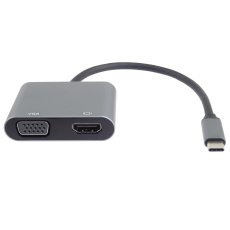 PremiumCord MST adaptér USB-C na HDMI + VGA, rozlišení 4K a FULL HD 1080p