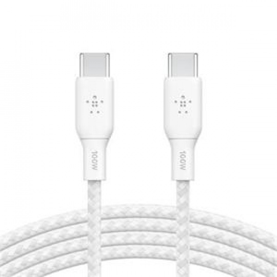 Belkin BOOST CHARGE™ USB-C/USB-C kabel 100W, 2m, bílý - odolný