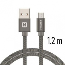 SWISSTEN DATA CABLE USB / MICRO USB TEXTILE 1,2M GREY