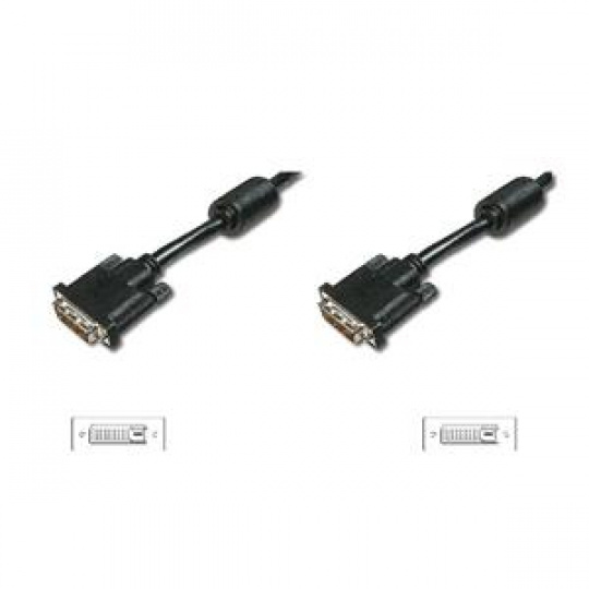 Digitus DVI connection cable, DVI(24+1), 2x ferrit M/M, 3.0m, DVI-D Dual Link, bl