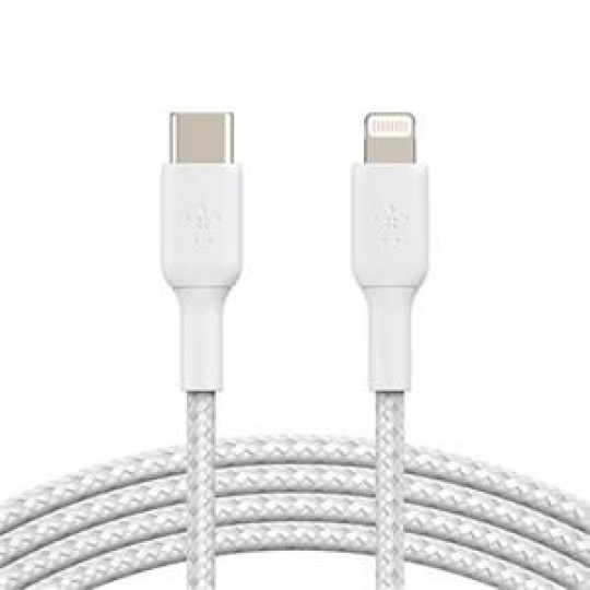 Belkin BOOST CHARGE™ Lightning/USB-C kabel, 1m, bílý - odolný