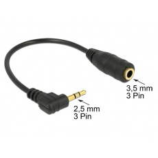 Delock audio stereo kabel 2,5 mm samec pravoúhlý na 3,5 mm samice,3 pin 14 cm