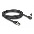 Delock Síťový kabel RJ45 Cat.8.1 S/FTP, zalomený dolů o 90° / přímý, 2 m, černý