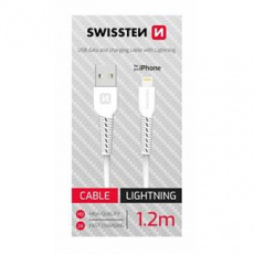 SWISSTEN DATOVÝ KABEL USB/LIGHTNING BÍLÝ 1,2M (SAMOPRODAVAČ)